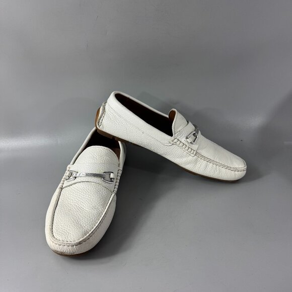 Moschino White Driver Loafers, Size 39
